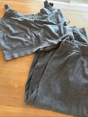 Soma Gray Knit Pajama Sweater Tank & Pant Set